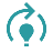 Icon of a person with a light bulb head surrounded by a circular arrow, symbolizing idea generation or continuous learning.