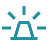 Blue emergency siren icon with light rays.