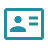 Icon of an identification card with a person’s photo and personal information lines.