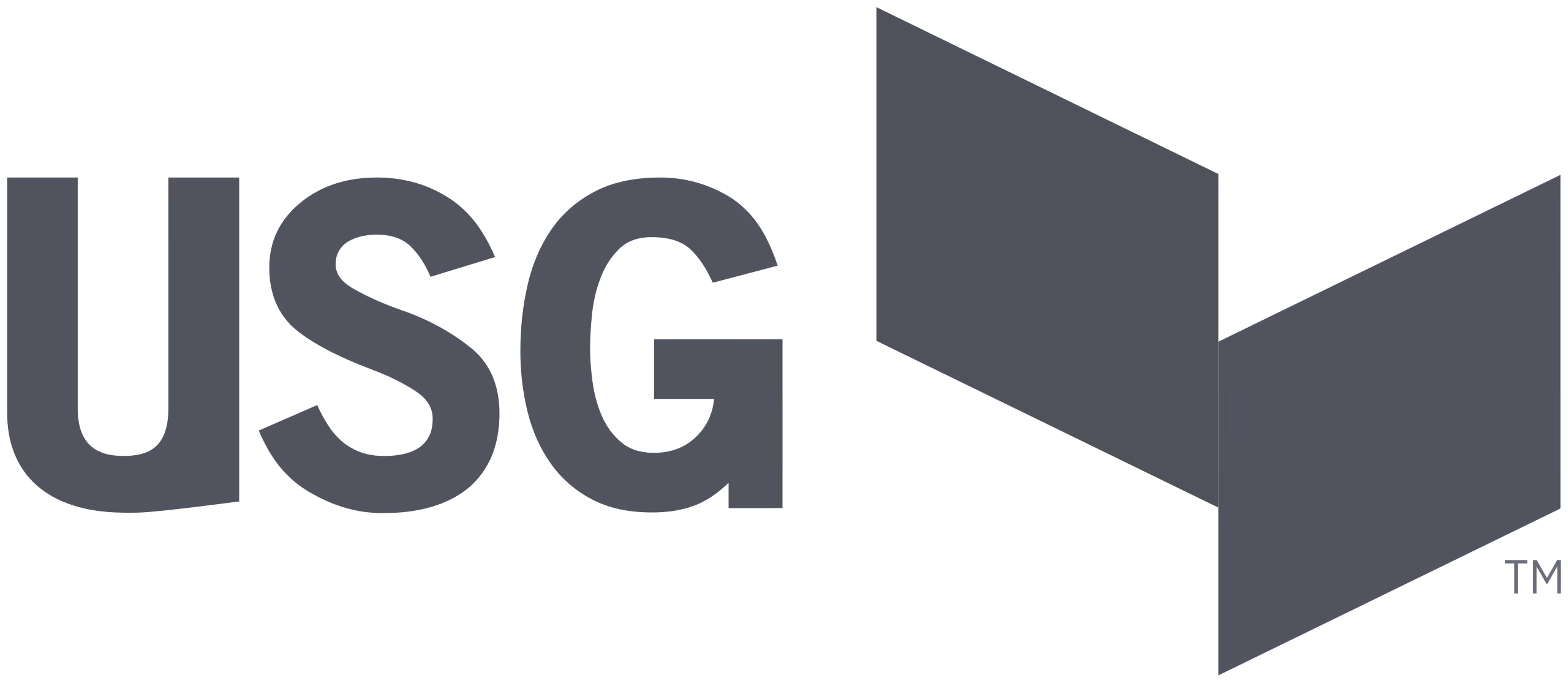 USG company logo with stylized geometric shapes to the right of the letters.