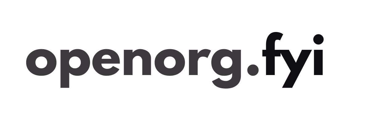 Text logo reading openorg.fyi in bold black letters on a transparent background.