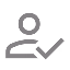 Gray user icon with a circular head and open arm gesture.