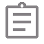Icon of a clipboard with three horizontal lines representing text.