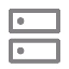 Icon of two horizontal server racks with circular indicators.