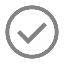 Gray circle with a white check mark inside indicating completion or approval.