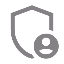 Gray settings gear icon with a small person symbol at the lower right.
