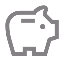 Icon of a piggy bank with a coin slot and a coin inserted, symbolizing savings.