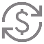 Icon of a dollar sign with circular arrows indicating currency exchange or money transfer.