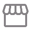 Gray storefront icon with an awning.