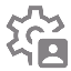 Gray gear and user account icon representing account settings.