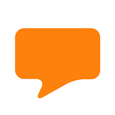 Orange speech bubble icon with rounded corners and a small tail.