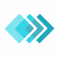 Three overlapping right-pointing arrow shapes in varying shades of turquoise.