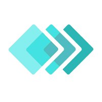 Three overlapping right-pointing arrow shapes in varying shades of turquoise.