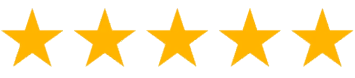 Five gold stars in a horizontal row representing a five-star rating.