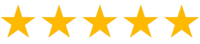 Five gold stars in a horizontal row representing a five-star rating.