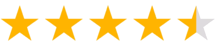 Four and a half yellow stars rating with the last star half gray.