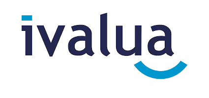 Ivalua company logo with a stylized blue curved line under the letters 'ua'.