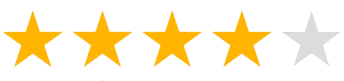 Four out of five stars rating with four yellow stars and one gray star.