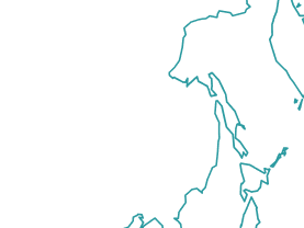 Minimalist blue outline map of Northern Europe including parts of Scandinavia and the Baltic region on a black background.