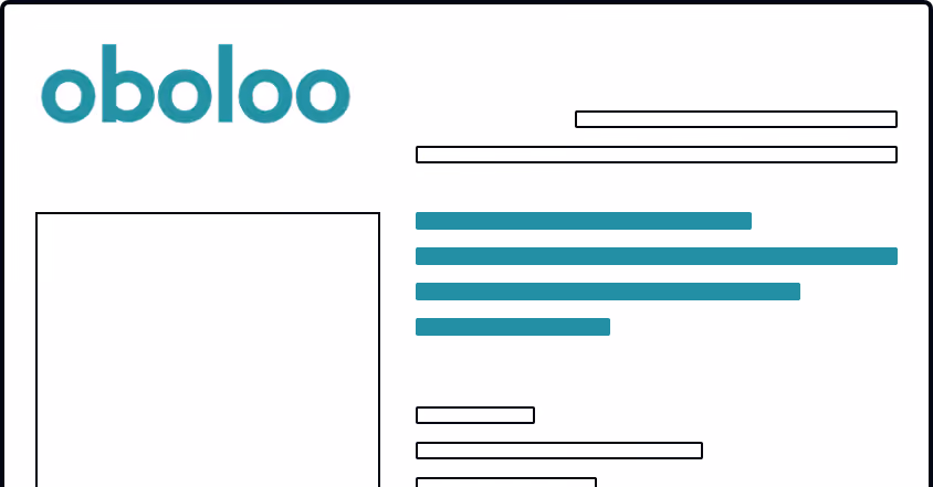 Oboloo brand name with a bordered blank rectangle and text lines representing a partially visible webpage or document layout.