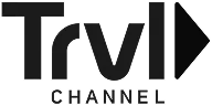 Travel Channel logo with stylized 'Trvl' text and a right-pointing triangle.