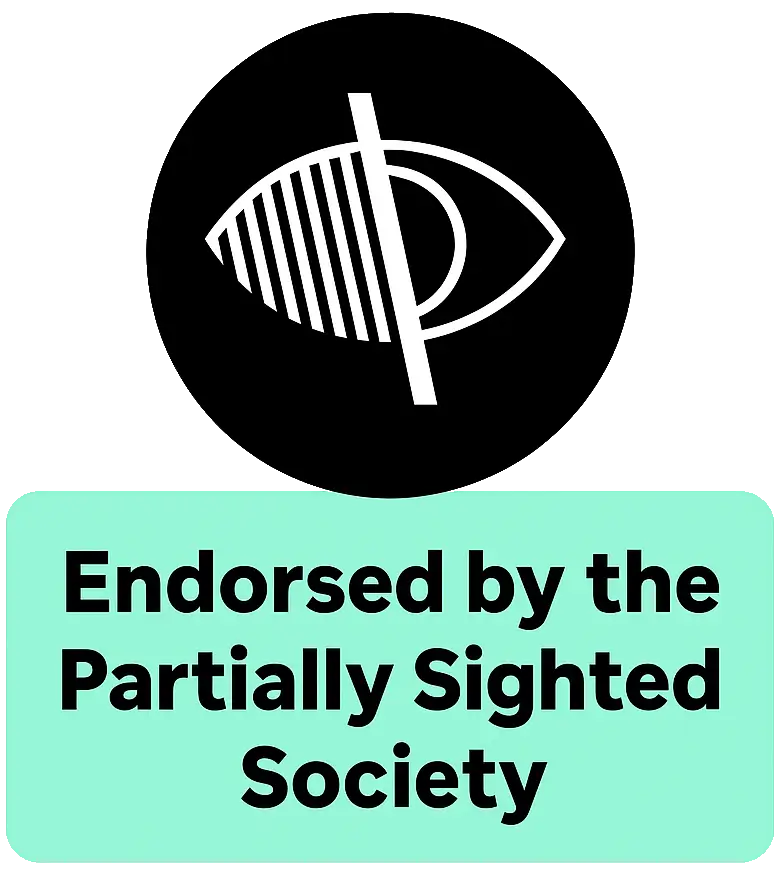See the tape is Endorsed by the Partially Sighted Society