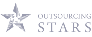 Outsourcing Stars company logo with a stylized star and dynamic figures.