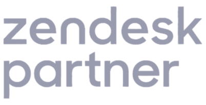 Zendesk partner text logo in gray lowercase letters.