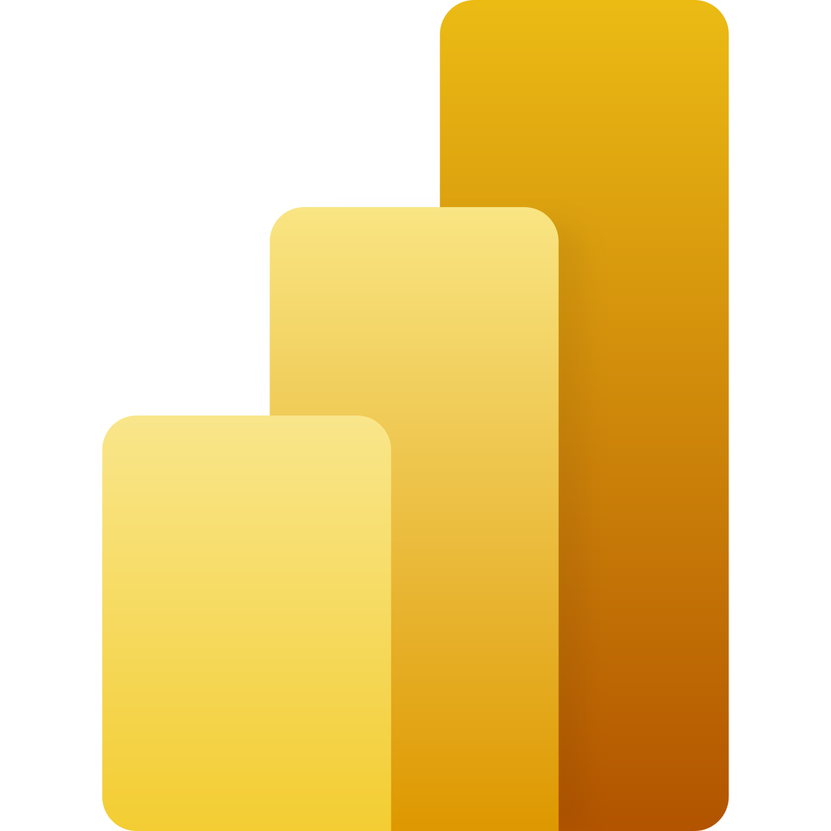 Stylized Microsoft logo with three ascending vertical bars in shades of yellow and gold.