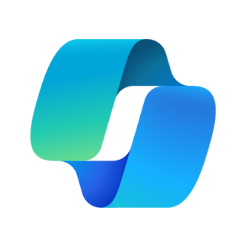 Abstract blue and green ribbon-like shape forming an interlocking loop.