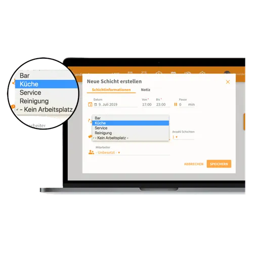 Tablet Vorschau zur Arbeitszeiterfassungsoftware