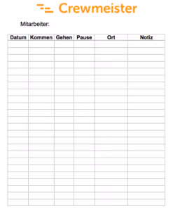Hier sehen sie einen Stundenzettel zum ausdrucken kostenlos