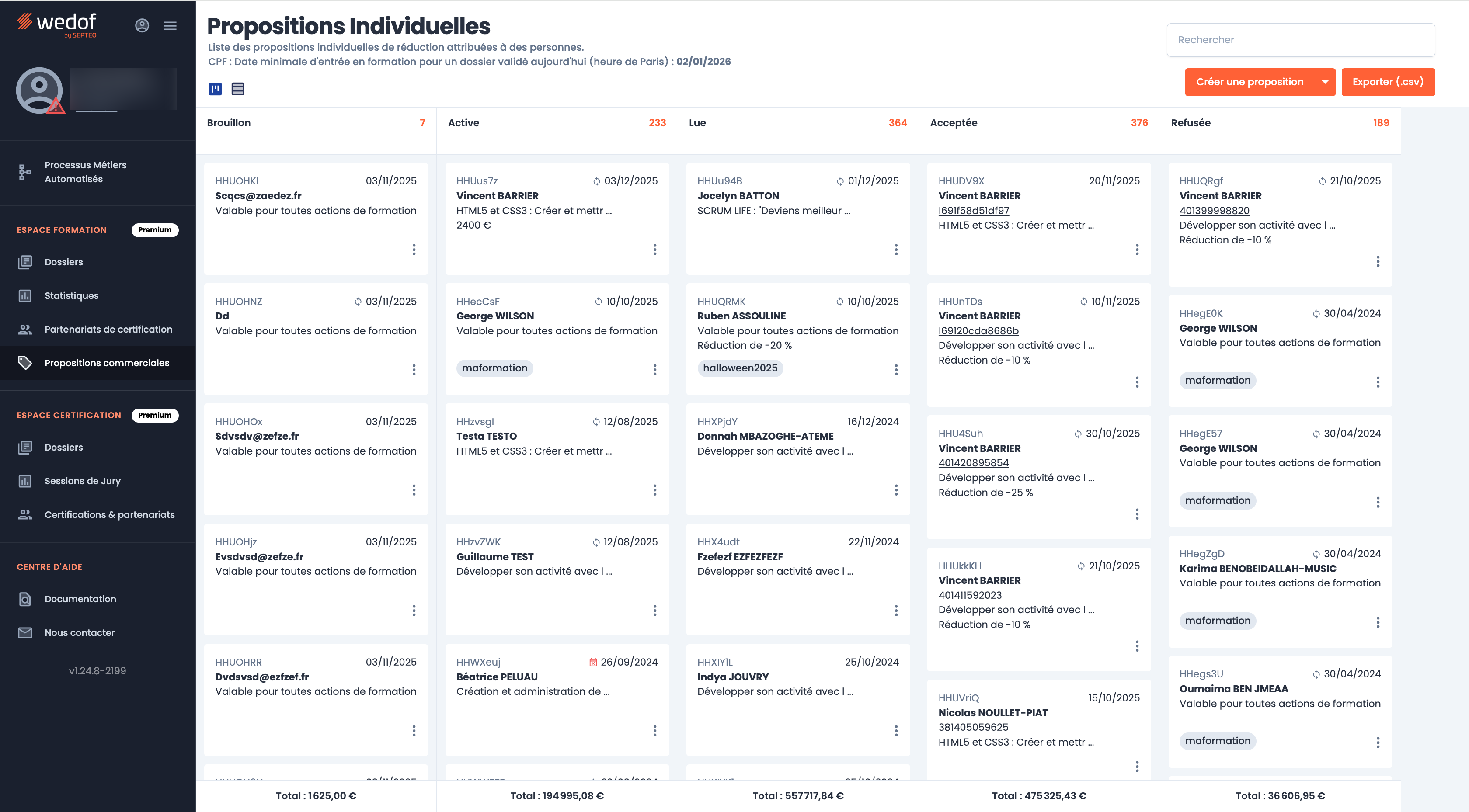 propositions commerciales