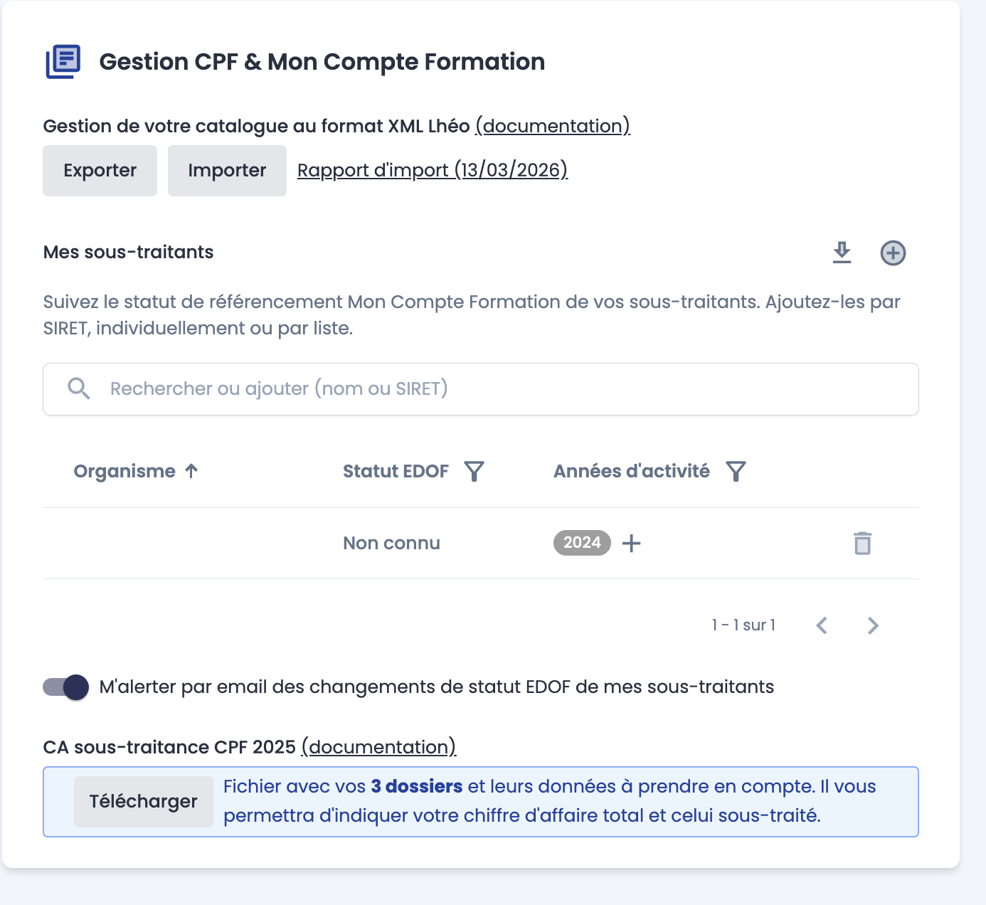 Sous traitance & CPF - Wedof