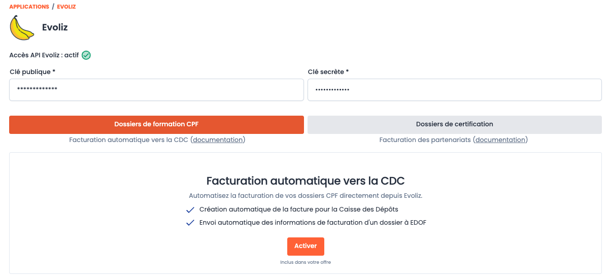 Facturation automatique CDC Evoliz - Wedof