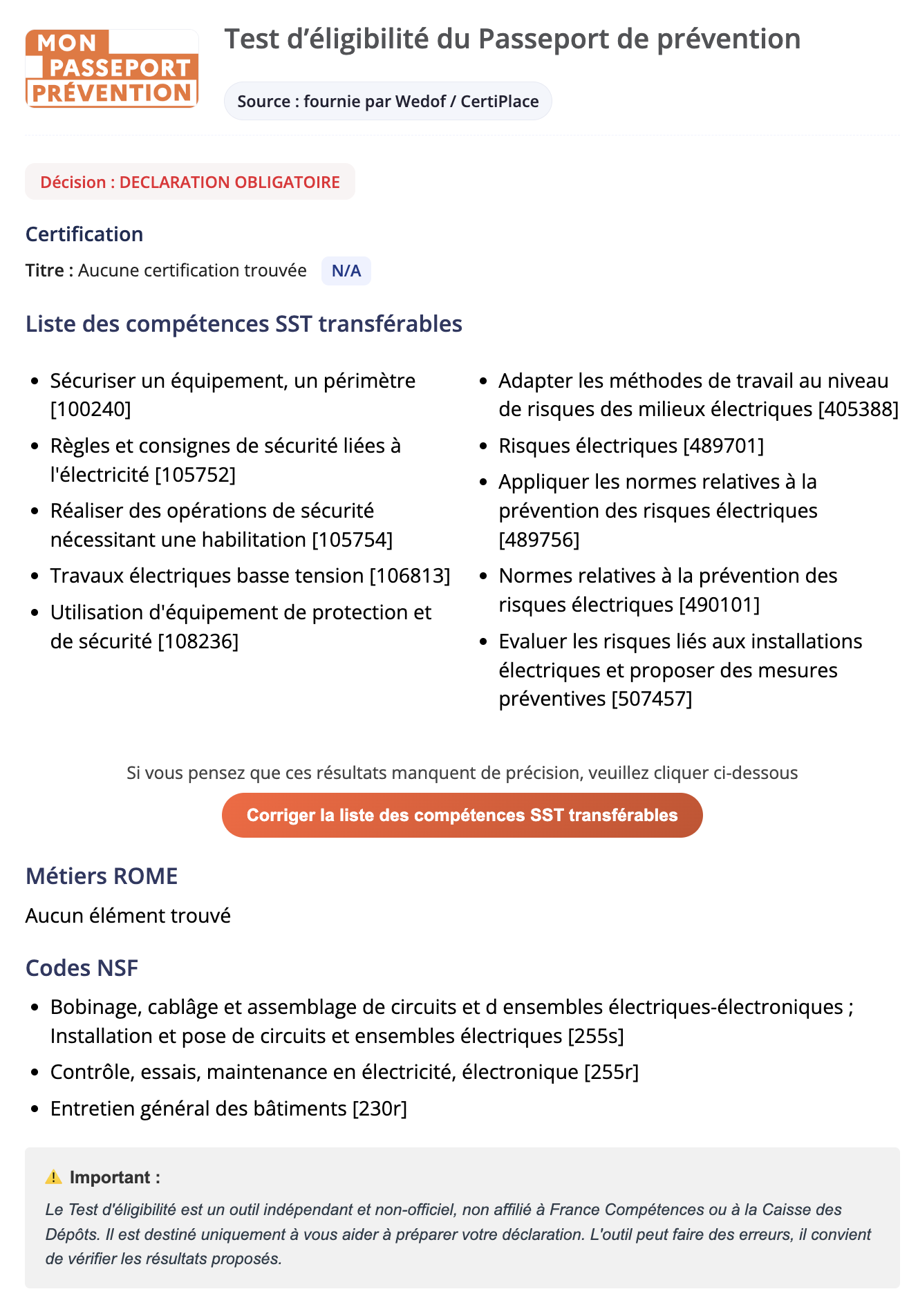 Wedof détermine les formations à déclarer au Passeport de prévention