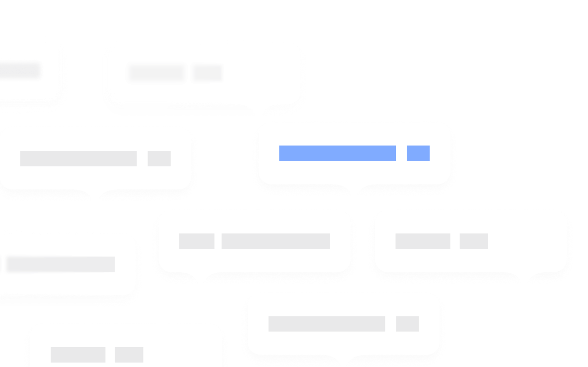 Flowchart or organizational diagram - A hierarchical diagram with white rectangular boxes connected by lines, featuring blue accent dots, representing a process flow or organizational structure. 