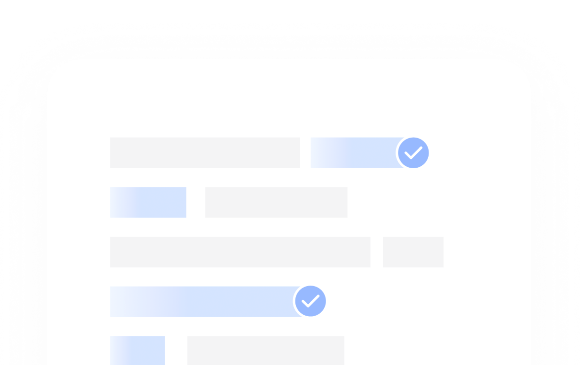 Document or form interface with progress bars - A gray interface showing horizontal progress bars or form fields with blue accent dots, suggesting a data entry or progress tracking system. 