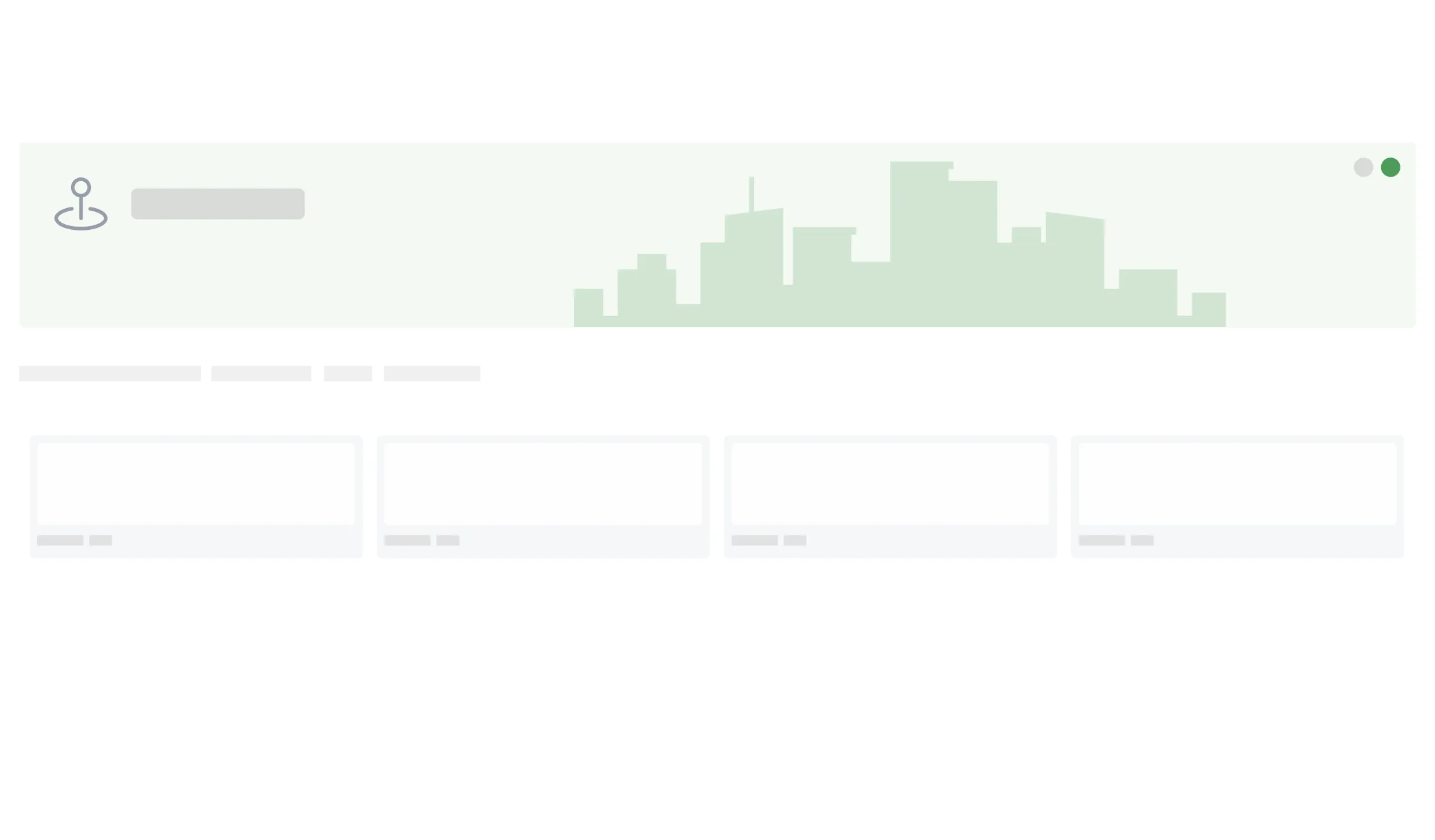 Minimalist dashboard or analytics interface displaying a horizontal bar chart or graph with light green bars of varying heights against a white background with subtle gridlines