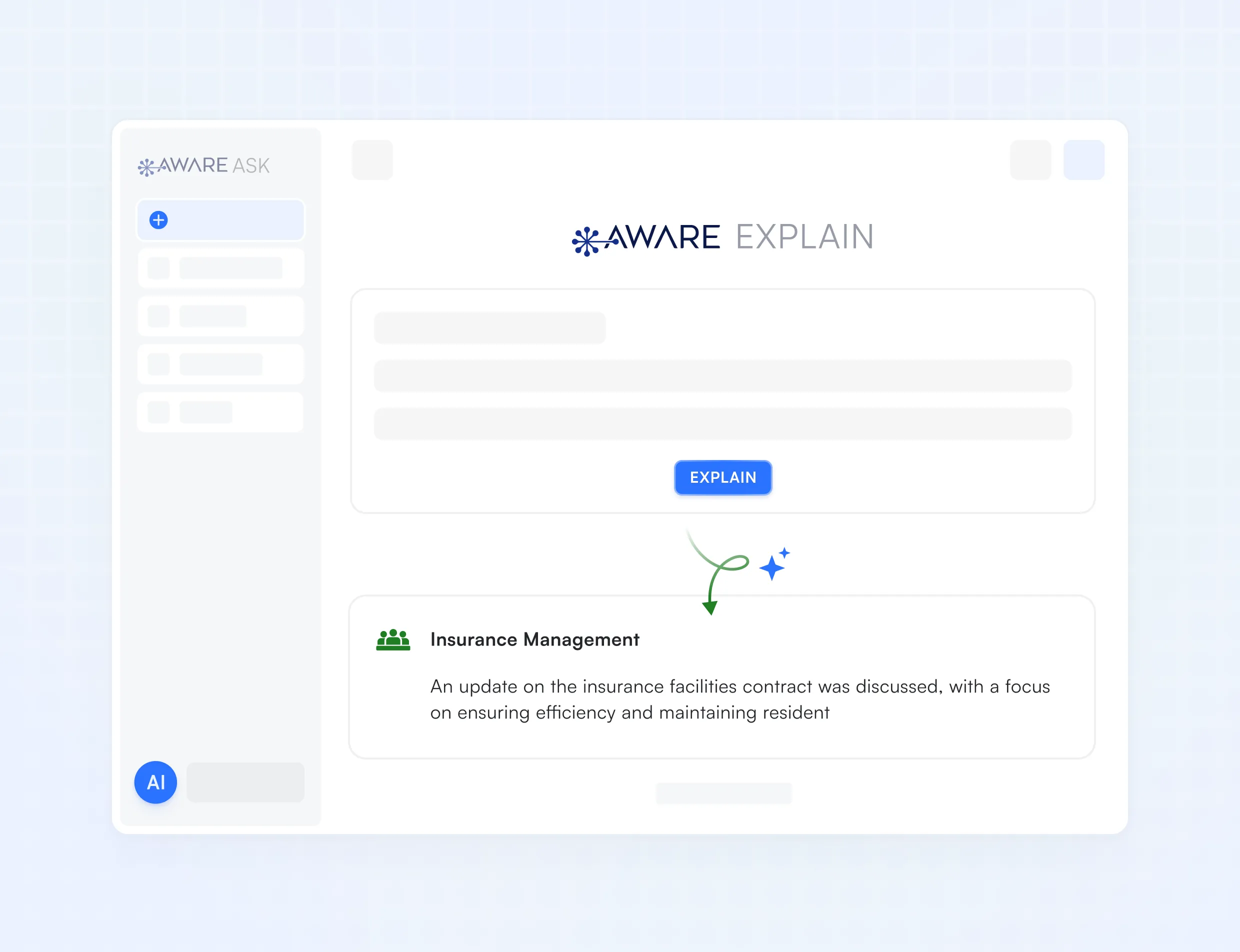 Screenshot of a web application interface showing a clean white modal dialog with 'SUNDAY CITIZEN' branding at the top, a blue action button in the center, and a recommendation message at the bottom with an icon