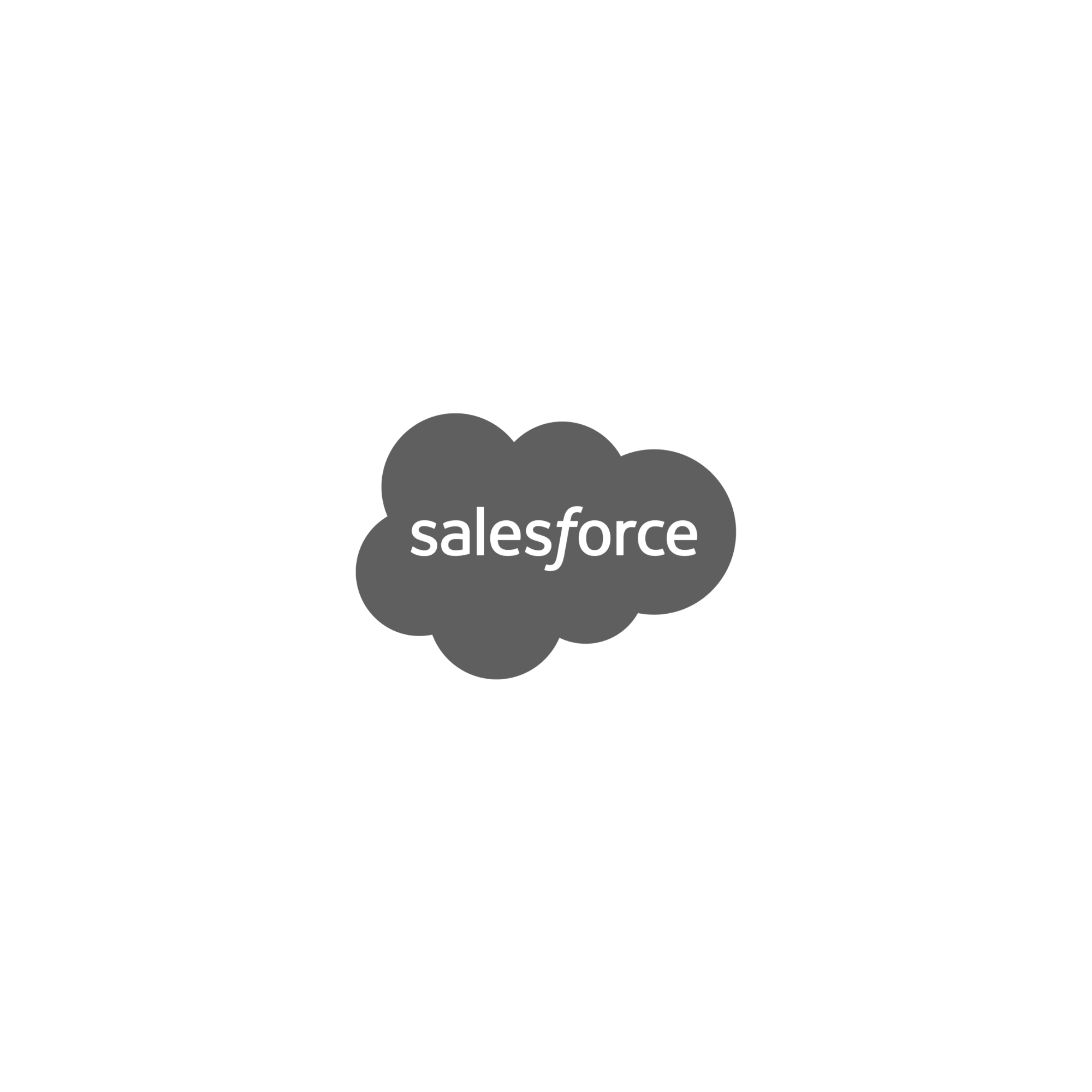 Salesforce logo with the text 'salesforce' inside a cloud shape on a gray background.