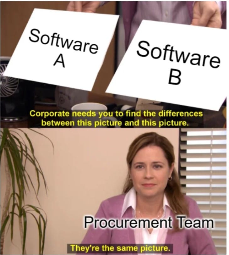 procurement meme showing how they have eye for detail