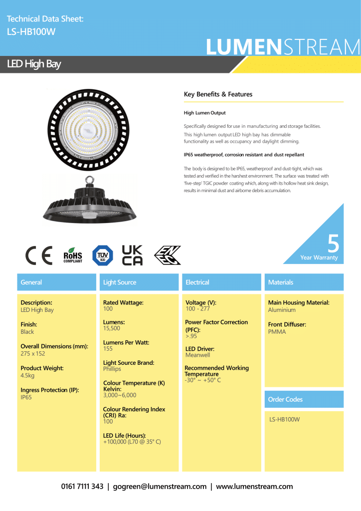 Lumenstream Technical Data Sheet example