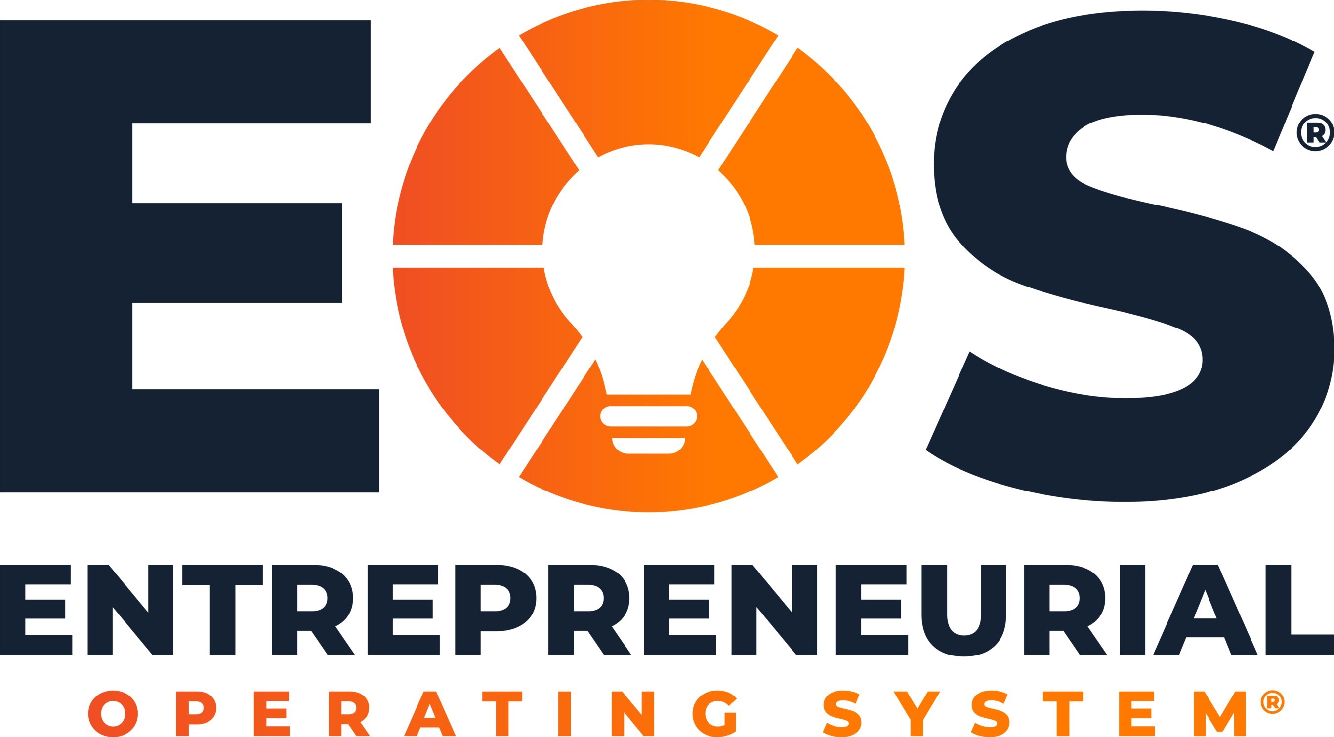 Logo featuring the letters EOS with a stylized orange light bulb inside the O and the words Entrepreneurial Operating System below.