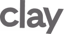 Clay brand logo in lowercase gray letters.