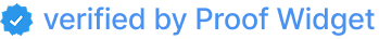 Blue verification badge with text 'verified by Proof Widget'.