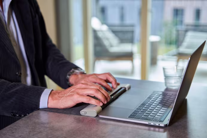 Portable RollerMouse Go setup for hybrid work