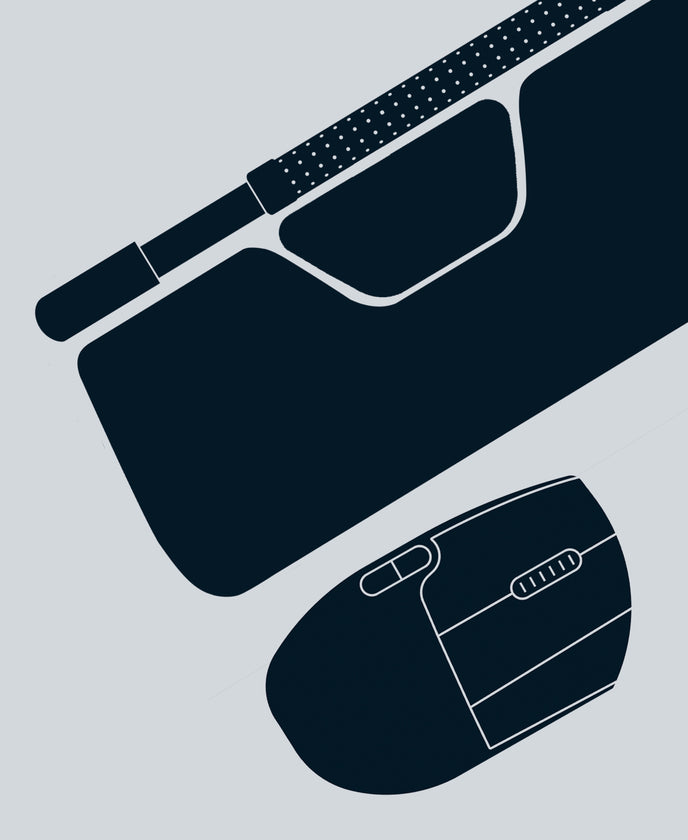 Comparison of ergonomic mouse designs including centered and vertical options for hand positioning