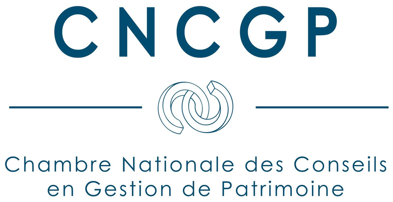 Logo with text CNCGP above two intertwined rings and the phrase 'Chambre Nationale des Conseils en Gestion de Patrimoine' below.