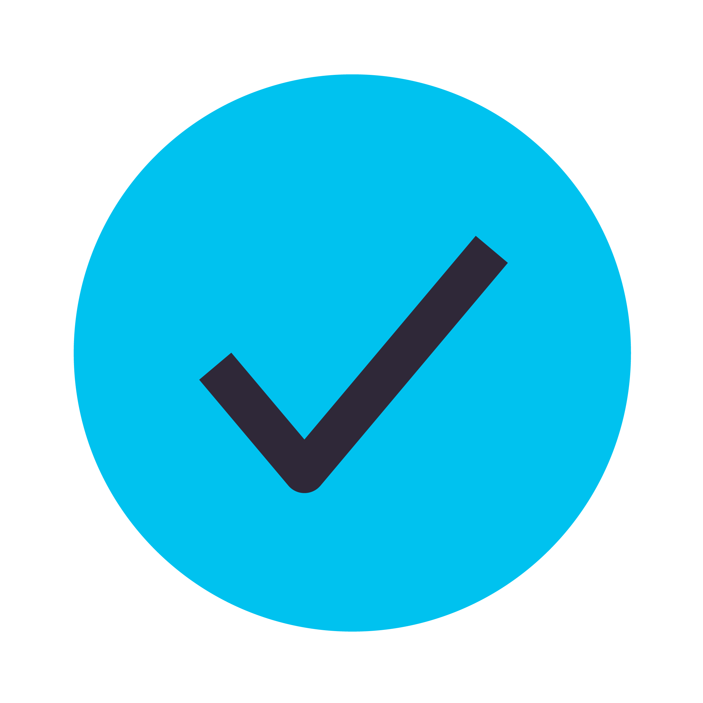 A purple checkmark inside of a blue circle.